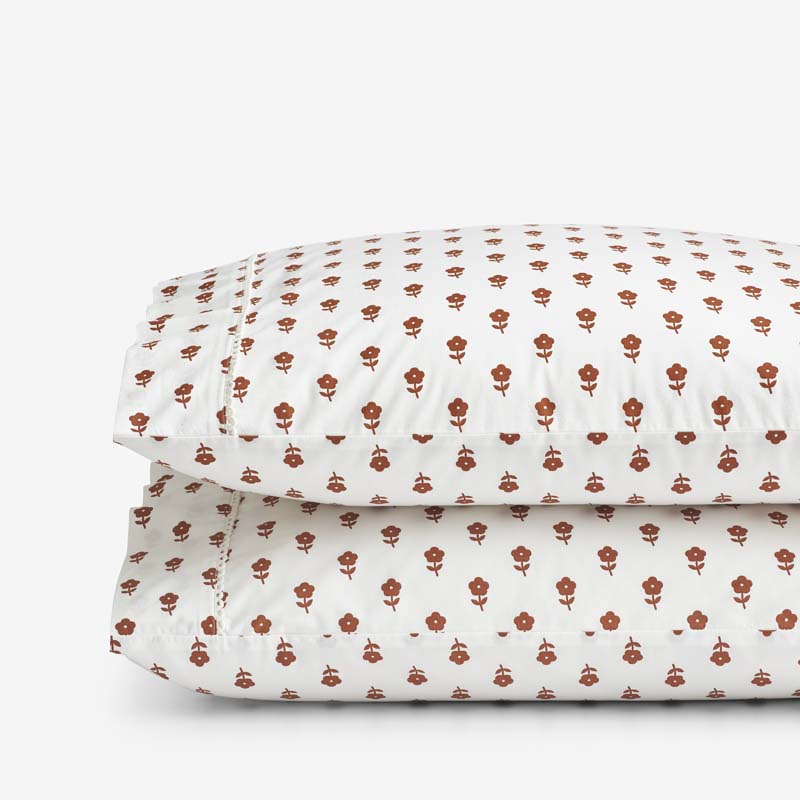 Mini-Prints Garment Washed Cotton Percale Pillowcase Set - Flowers, Standard