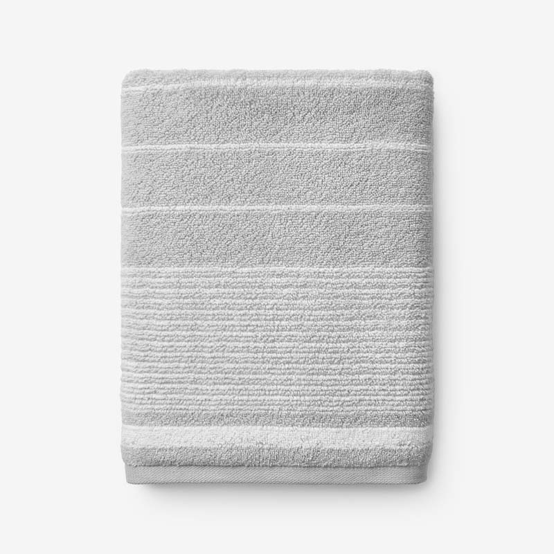 Plush Spa Stripe Bath Towel - Light Gray