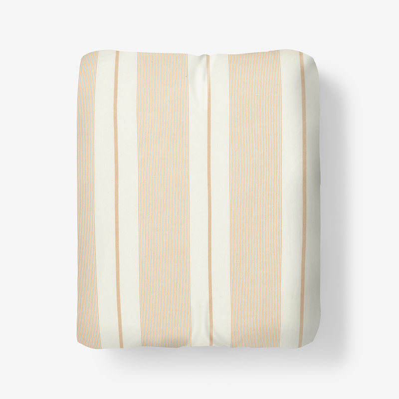 Tailored Stripes and Plaids Classic Cool Cotton Percale Fitted Bed Sheet - Wide Stripe Gold, Twin