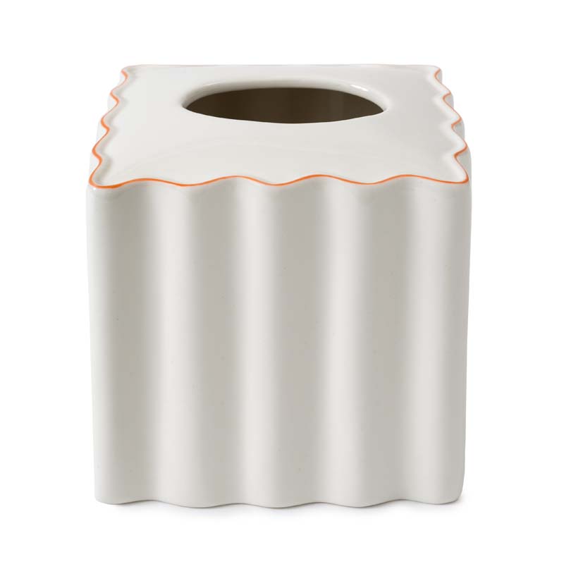 Scallop Tissue Box - Cream and Amber