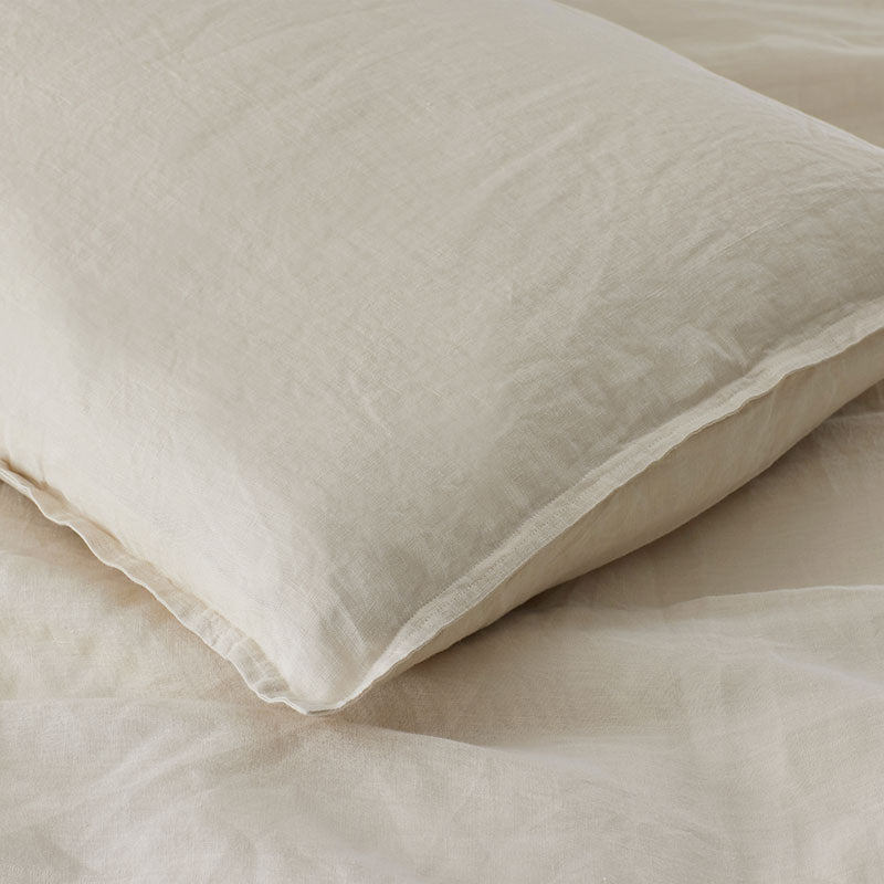 Premium Breathable Washed Linen Solid Duvet Cover - Parchment, King/Cal King