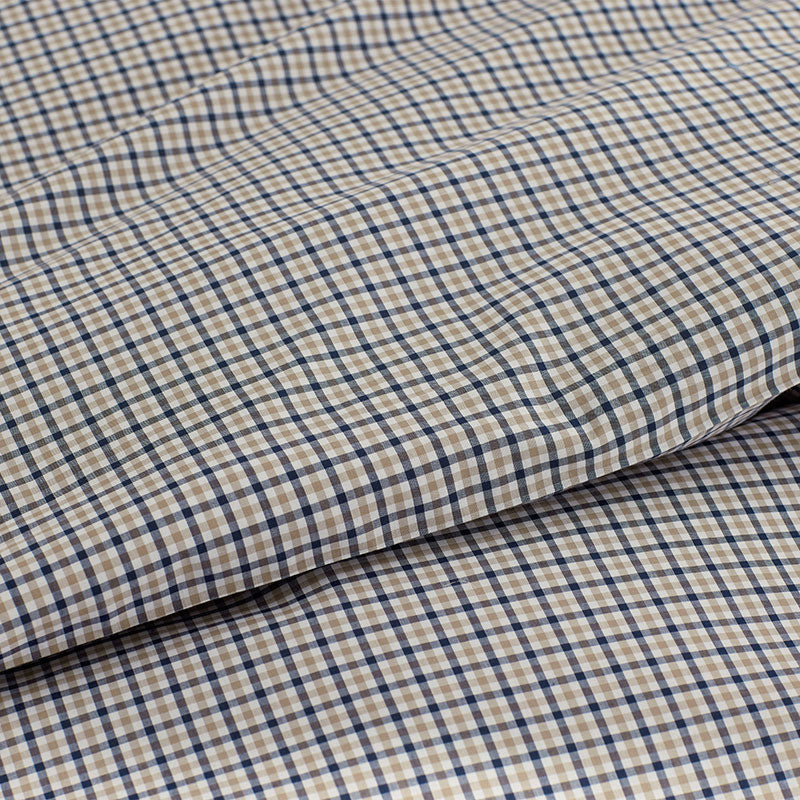 Classic Stripes and Plaids Cool Yarn-Dyed Cotton Percale Bed Sheet Set - Mini Check Multi, King
