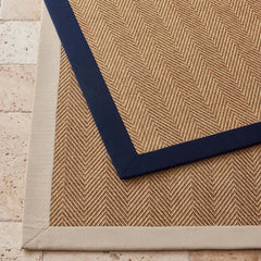 Sunbrella Herringbone Bordered Indoor/Outdoor Rug -  Spa, 8' x 10'