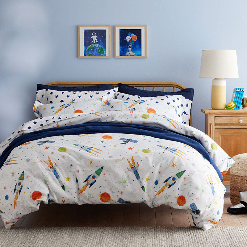 Outerspace Classic Cool Organic Cotton Percale Sham - White Multi, Standard