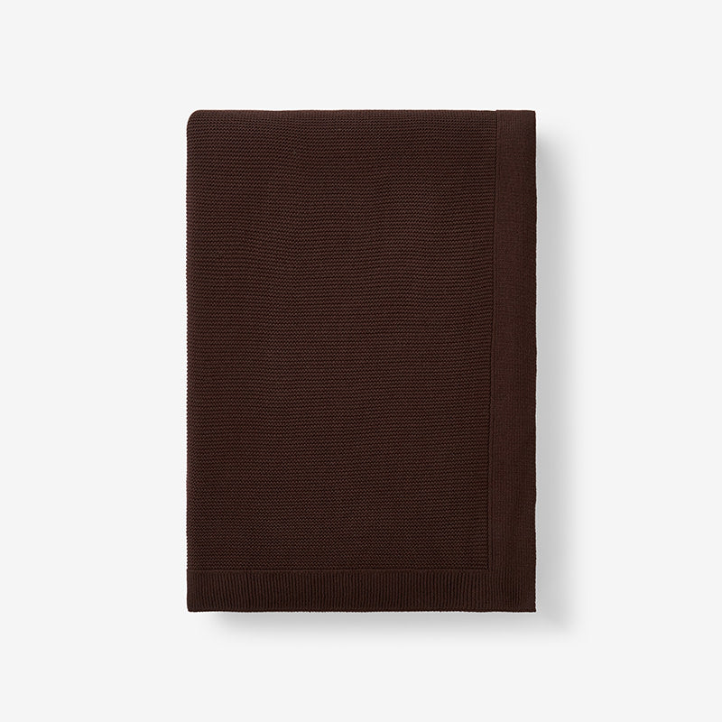 Classic All Season Breathable Cotton Knit Throw - Brown