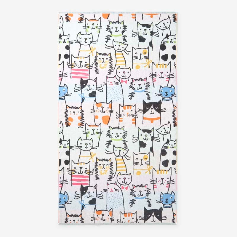 Cotton Terry Beach Towel - Cats