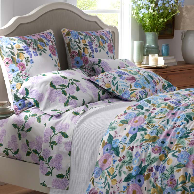 Hydrangea Classic Cool Cotton Percale Fitted Bed Sheet - Lilac, Queen