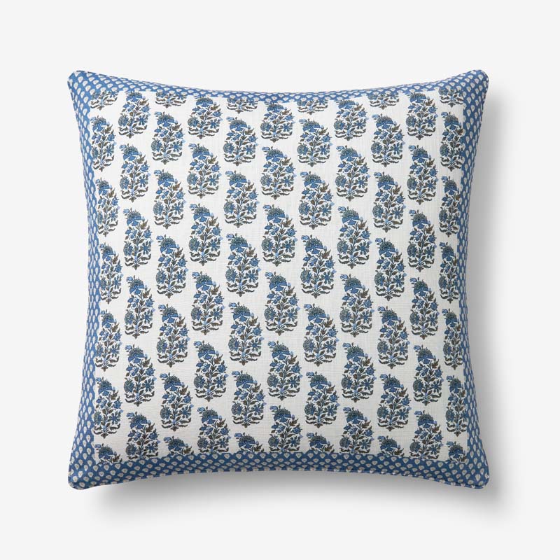 Jiya Reversible Decorative Square Pillow Cover - Blue Multi, 20 in. x 20 in.