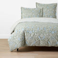 Tira Floral Classic Cool Cotton Percale Reversible Duvet Cover - Bird Green, Full/Queen