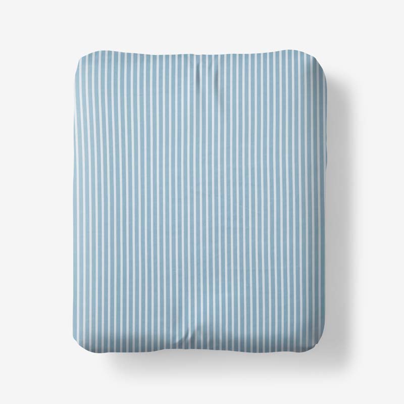Tira Floral Classic Cool Cotton Percale Fitted Bed Sheet - Stripe Blue, King