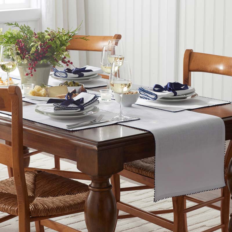 Pom Fringe Placemats, Set of 4 - Blue