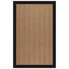 Sunbrella Herringbone Bordered Indoor/Outdoor Rug - Black, 8' Runner
