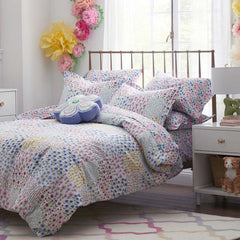 Tiny Blossoms Classic Cool Organic Cotton Percale Duvet Cover Set - White Multi, Twin/Twin XL