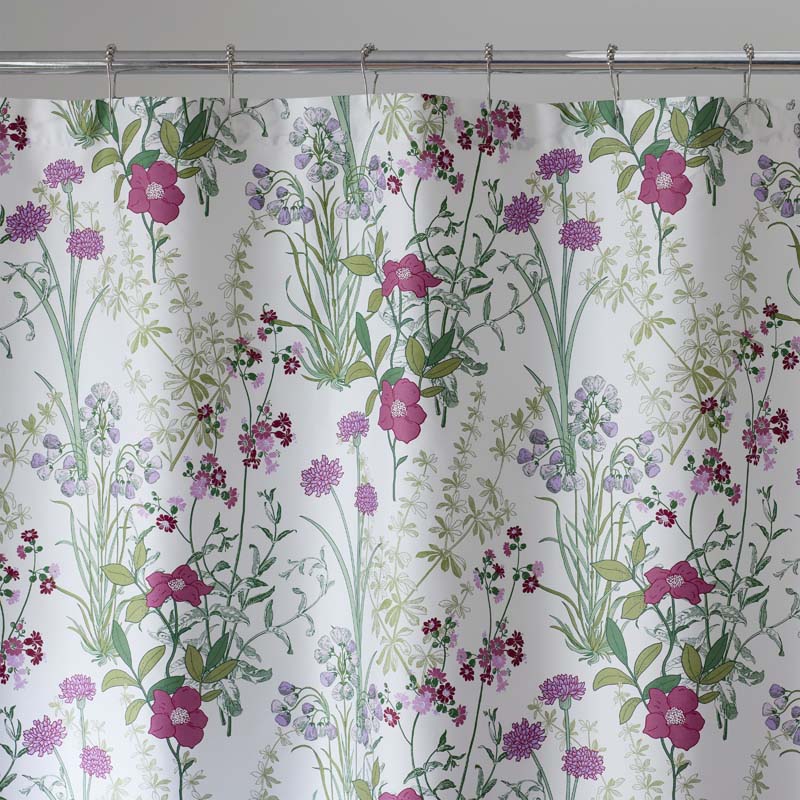 Bloom Meadow Classic Smooth Sateen Shower Curtain - White Multi