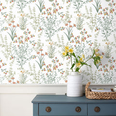 Jardin Traditional Wallpaper - White Multi, Roll
