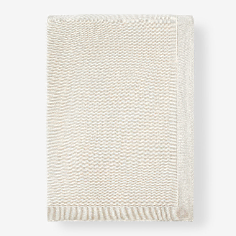Classic All Season Breathable Cotton Knit Blanket - Ivory, Full/Queen
