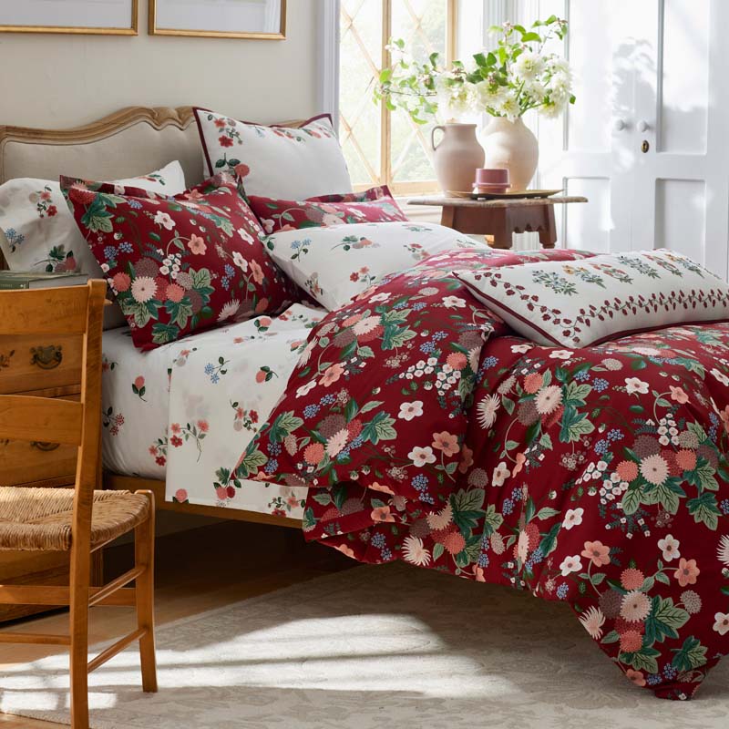 Dahlia Classic Cool Cotton Percale Comforter - Dark Red, Full