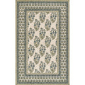 Floral Border Hand Tufted Wool Rug -  Green, 5' x 8'
