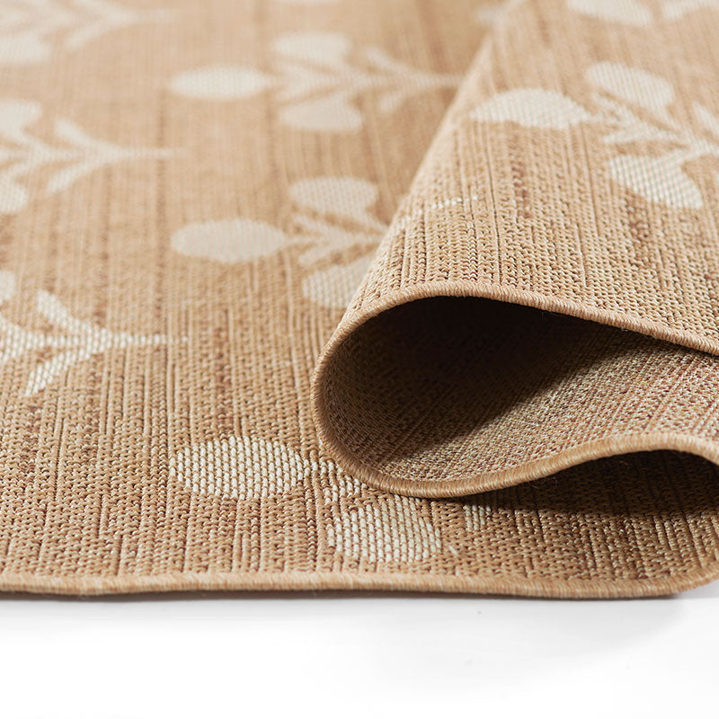 Floral Outdoor Rug -  Beige, 5' 3" x 7'