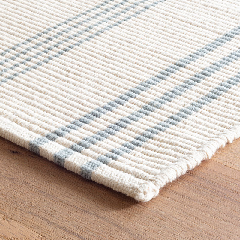Swedish Stripe Handwoven Cotton Rug - Blue, 2' x 3'
