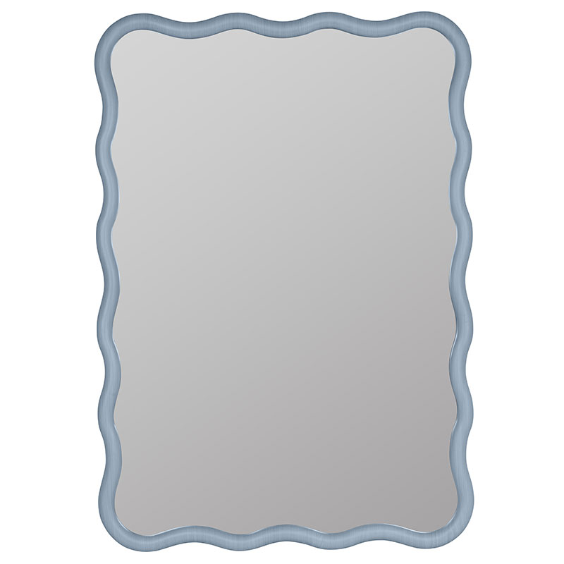Wave Rectangle Wall Mirror - Dusty Blue