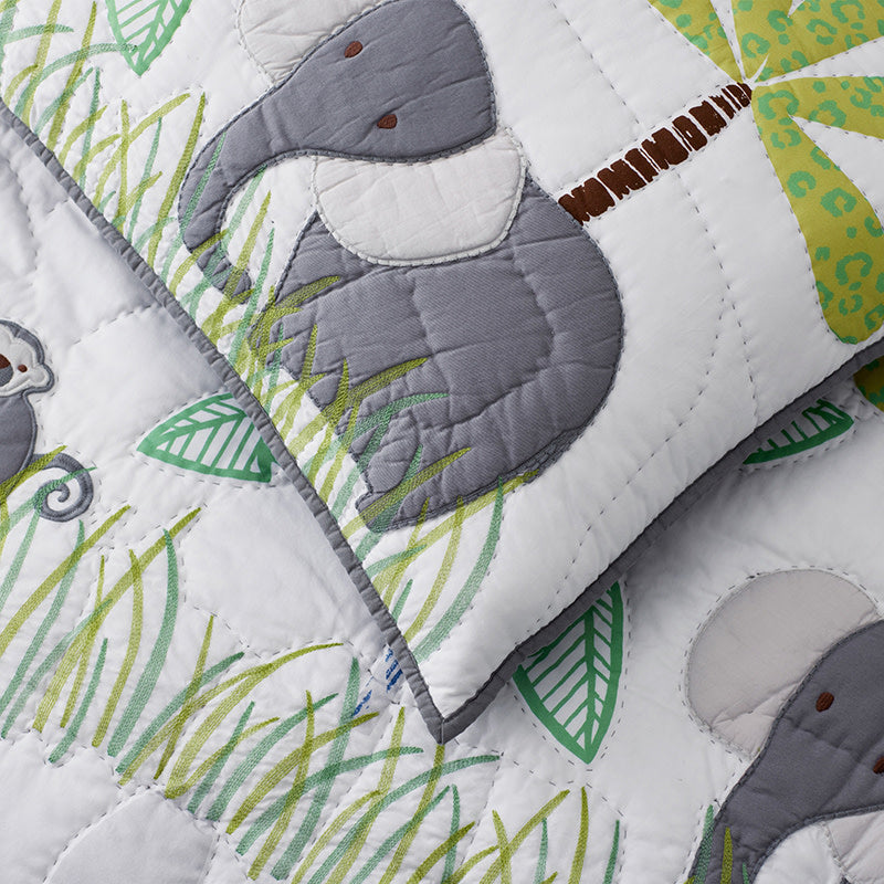 Jungle Quilt - White Multi, Full/Queen