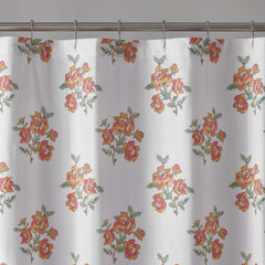 Blossoms and Stripes Classic Cool Cotton Percale Shower Curtain - Petal Charm