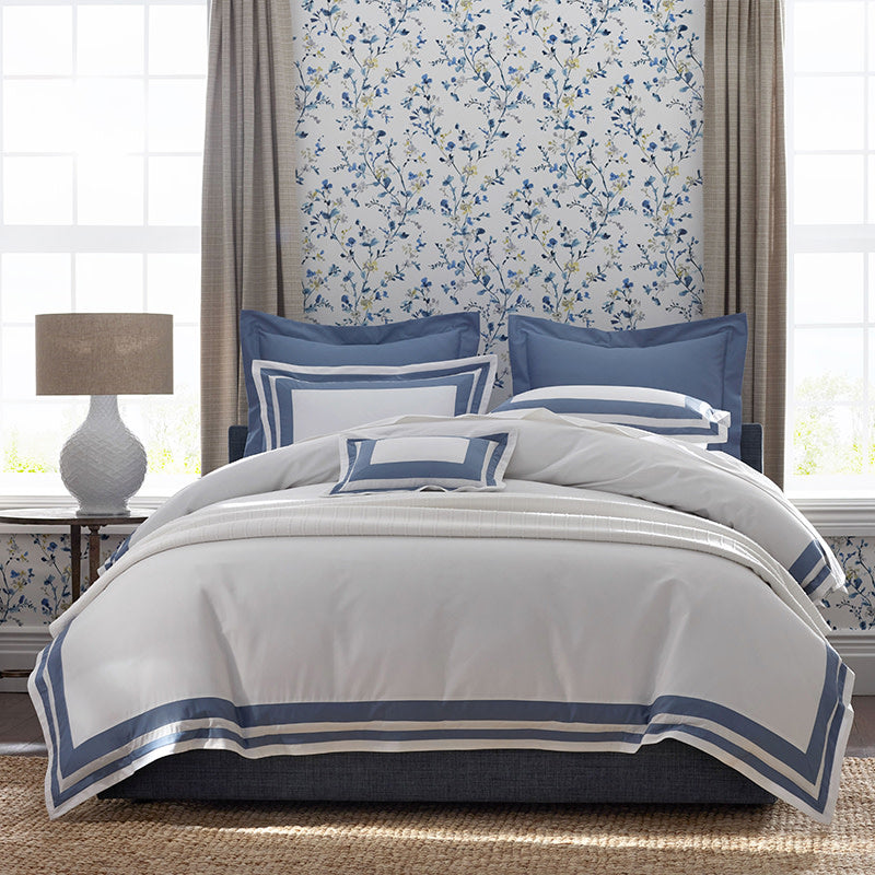 Double Border Classic Smooth Wrinkle-Free Sateen Sham - Infinity Blue, Euro