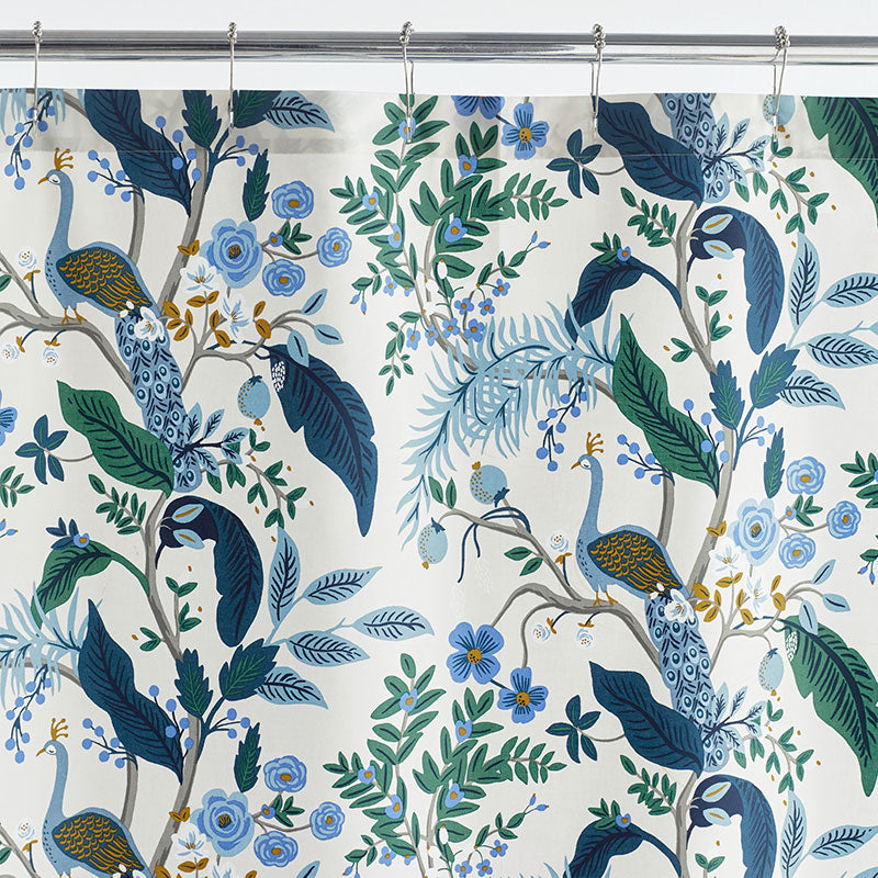 Peacock Classic Smooth Sateen Shower Curtain - Ivory Multi