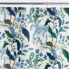 Peacock Classic Smooth Sateen Shower Curtain - Ivory Multi