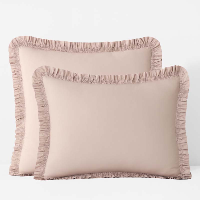 Solid Ruffle Garment Washed Cotton Percale Sham - Rose, Standard