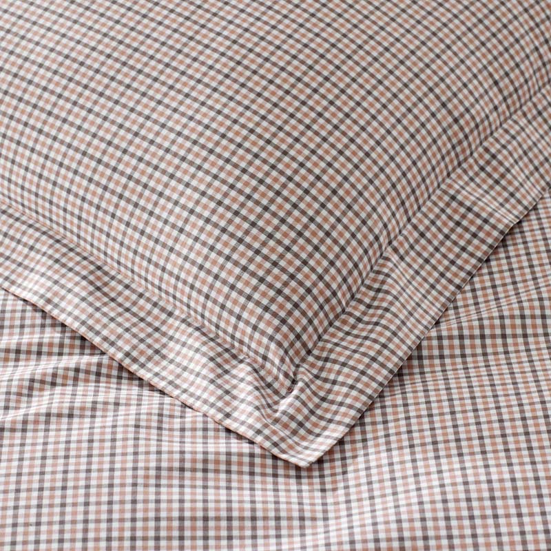Classic Stripes and Plaids Cool Yarn-Dyed Cotton Percale Duvet Cover - Mini Check Brown, King/Cal. King