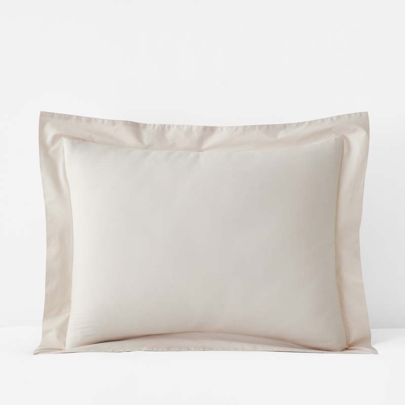 Solid Garment Washed Cotton Percale Sham - Buff, King