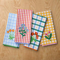 Floral Plaid Kitchen Towel Sets - Multi, Set of 4