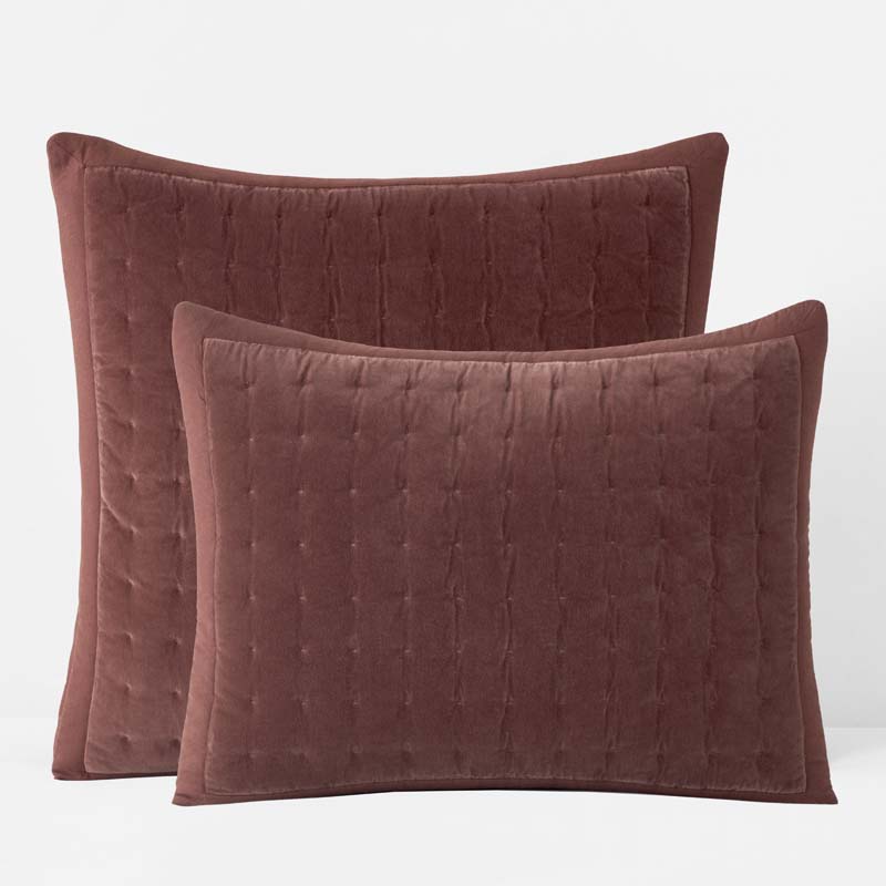 Tufted Stitch Velvet Quilted Sham - Bordeaux, King