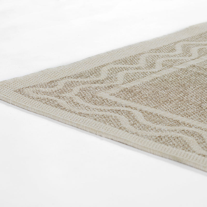Wave Border Outdoor Rug -  Gray, 5' 3" x 7'