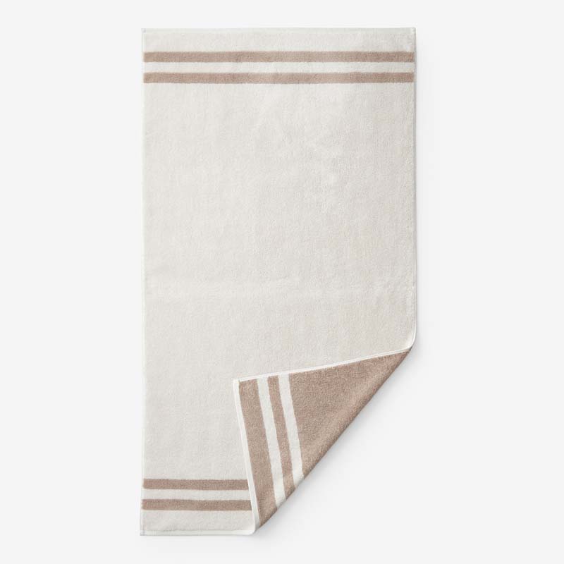 Mirage Aegean Cotton Reversible Stripe Bath Towel - Ecru