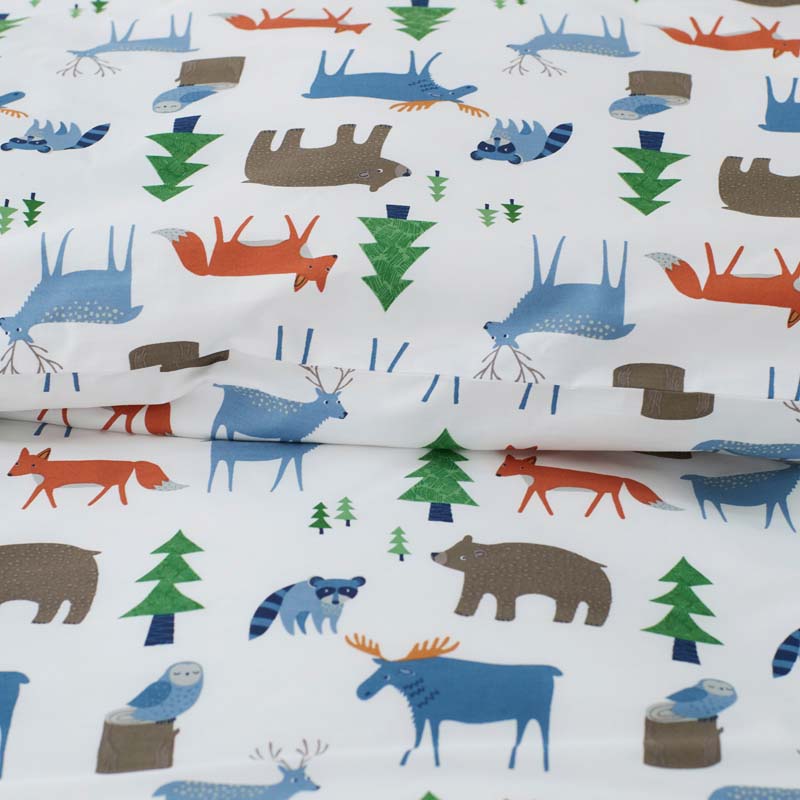 Forest Friends Classic Cool Organic Cotton Percale Pillowcase Set - White Multi, Standard