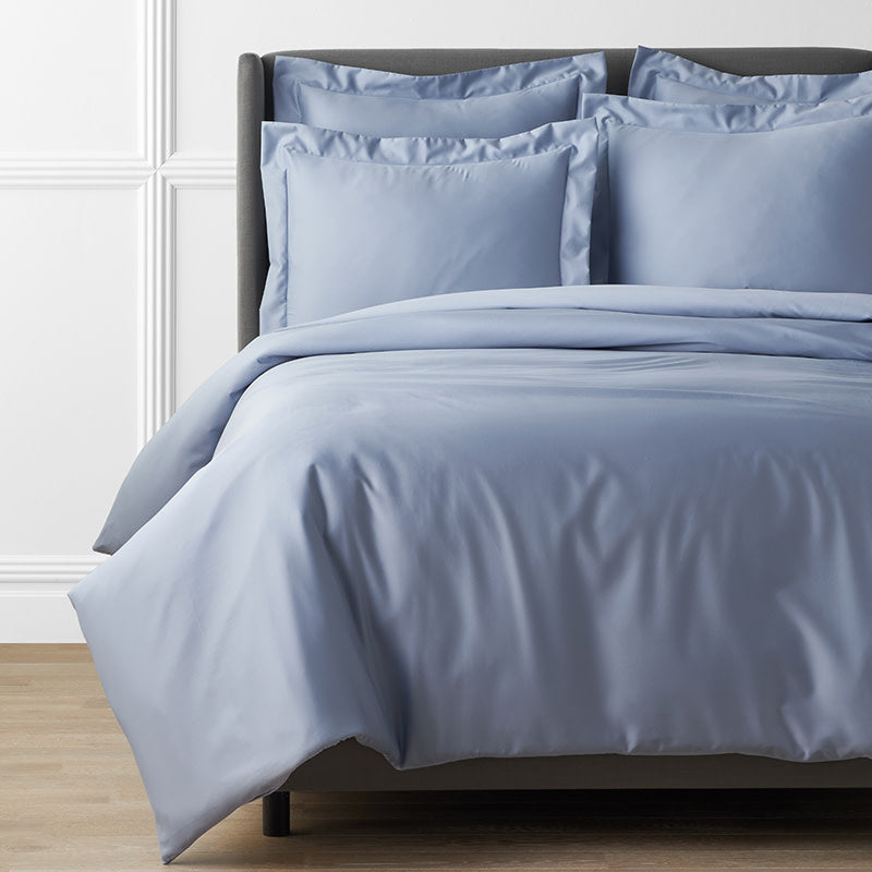 Premium Smooth Supima® Cotton Wrinkle-Free Sateen Duvet Cover - Blue Shadow, Full/Queen