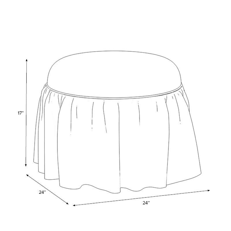 Velvet Ruffle Ottoman - Pearl