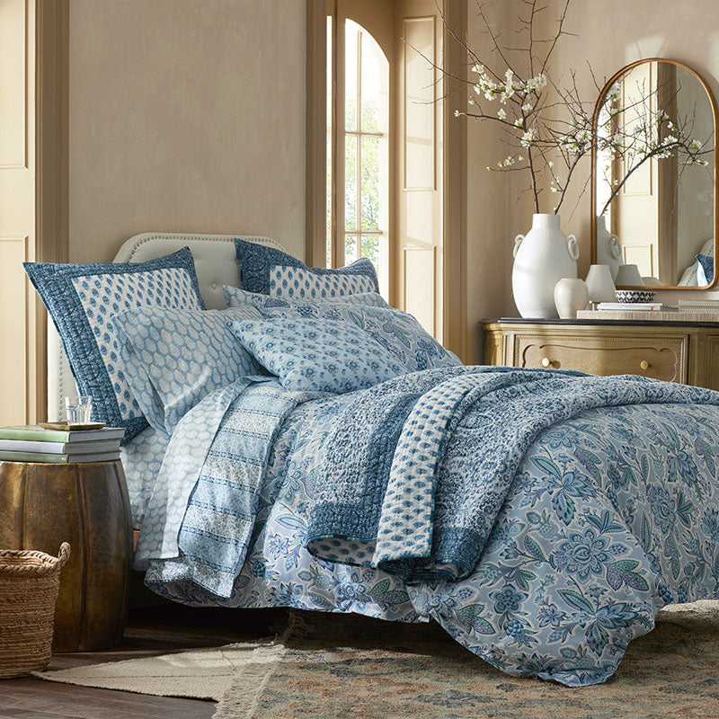 Mona Reversible Quilted Sham - Blue/White, King