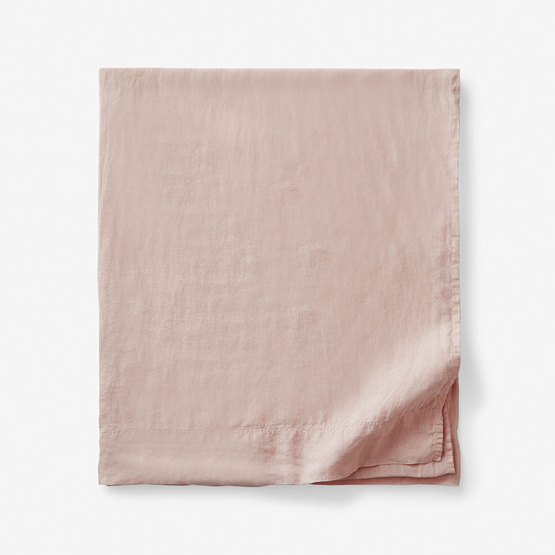Premium Breathable Washed Linen Solid Flat Bed Sheet - Rose Smoke, Queen
