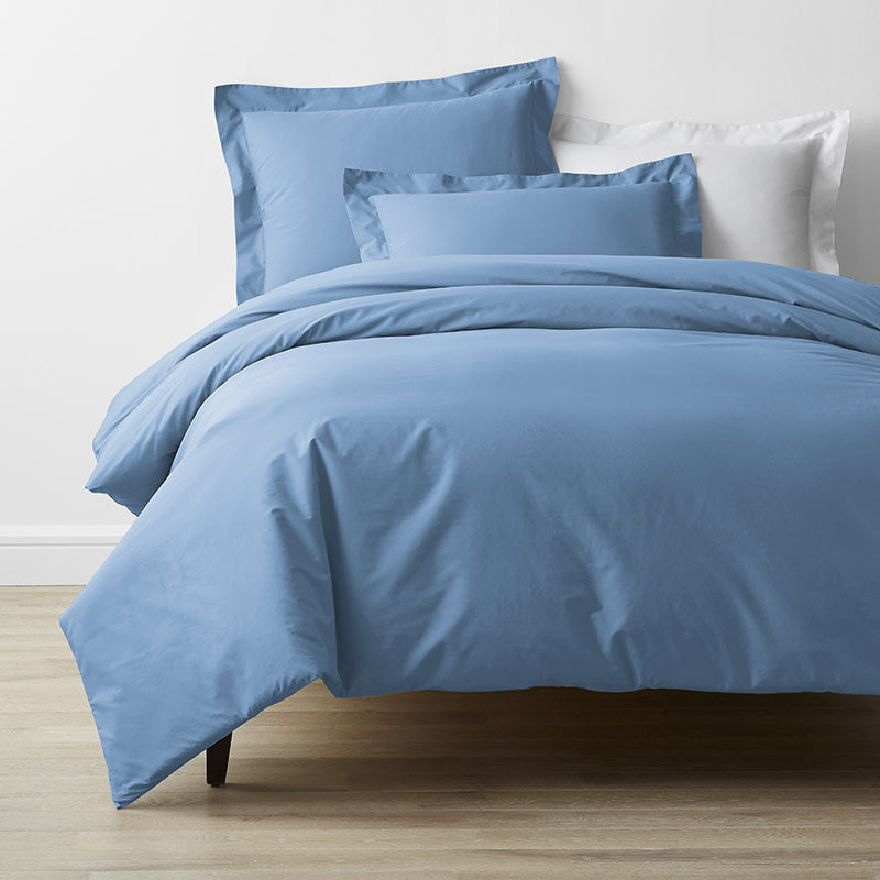 Classic Cool Cotton Percale Bed Duvet Cover - Porcelain Blue, Twin/Twin XL