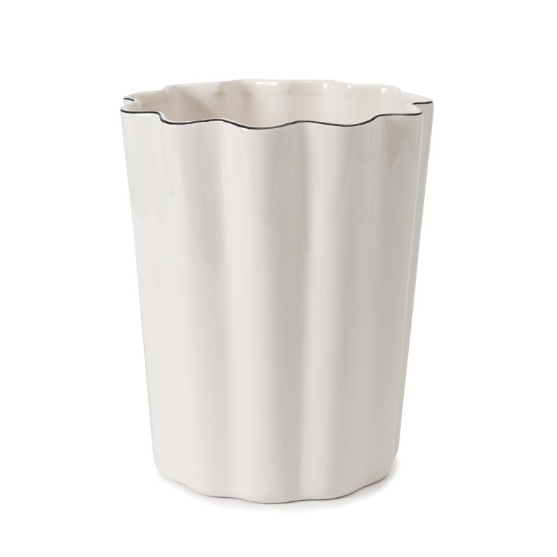 Scallop Waste Basket - Cream and Black