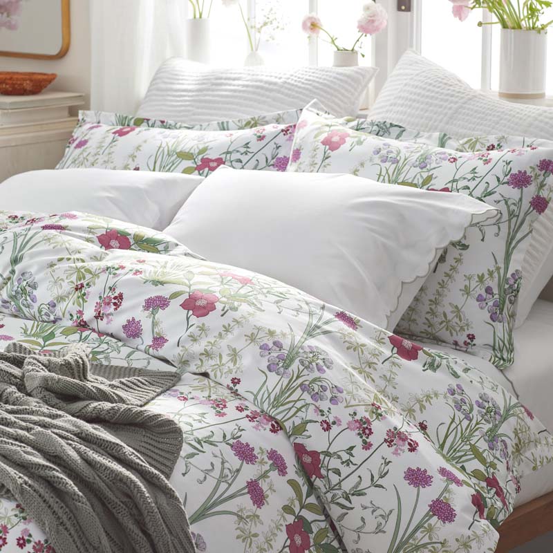 Bloom Meadow Classic Smooth Sateen Duvet Cover - White Multi, King/Cal. King