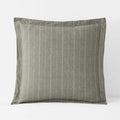 Tailored Stripes Premium Breathable Washed Linen Cotton Reversible Sham - Wide Stripe Dark Olive, Euro