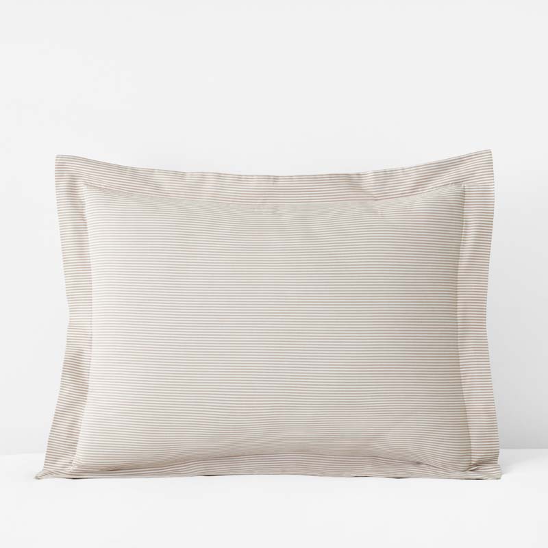 Classic Stripes and Plaids Cool Yarn-Dyed Cotton Percale Sham - Stripe Tan, King