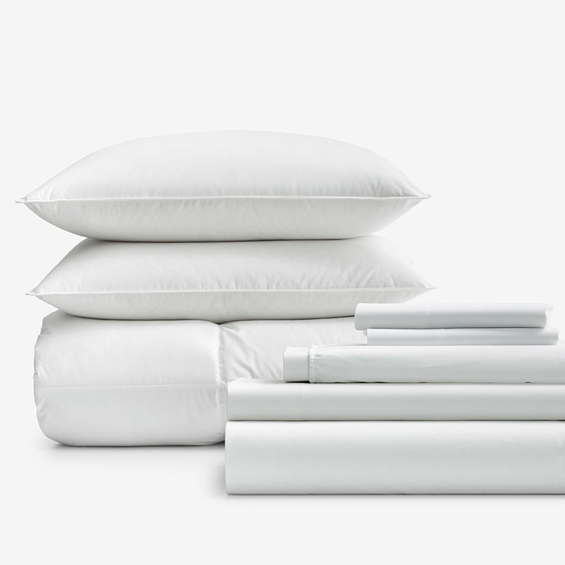 8-Piece Percale & LaCrosse™ Down Bedding Bundle