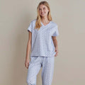 Printed Peruvian Cotton Women's Jogger Pants Pajama Set - Bergen Blue, S