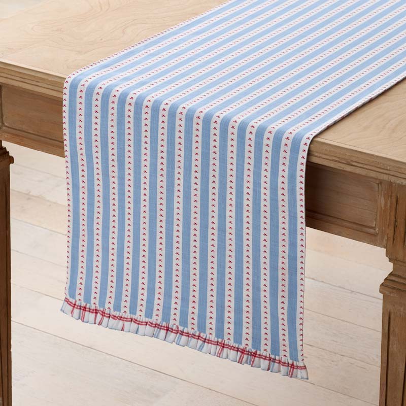 Flowers & Plaid Yarn-Dyed Reversible Table Runner - Graph Plaid Red, 16 in. x 108 in.